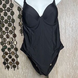Black Women's One-Piece Swimsuit with Built-In Support